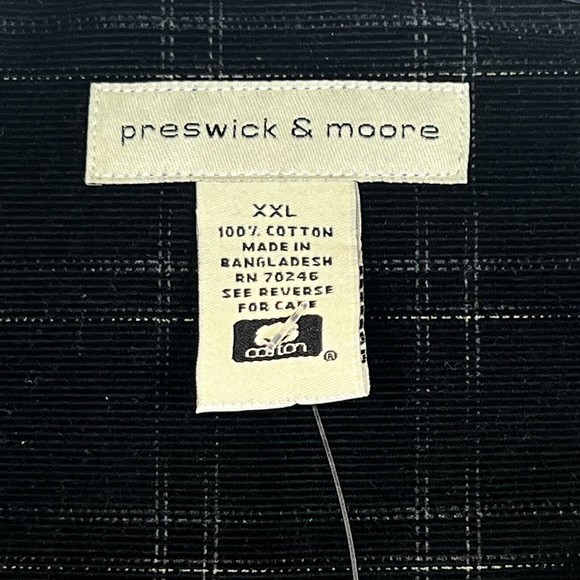 Vintage Preswick & Moore Button Down Shirt Adult XXL  Black Plaid Cotton Men NWT - Picture 2 of 7